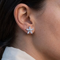 Thumbnail for Orecchini a fiore — primo piano dei dettagli, argento | SKU: 419620-silver