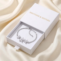 Thumbnail for Bracciale con fiori — nella scatola regalo, argento | SKU: 422177-white-gold-XS-S