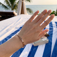 Thumbnail for Bracciale rigido donna — foto indossata, misura reale, oro rosa | SKU: 7220397-rose-gold-plated