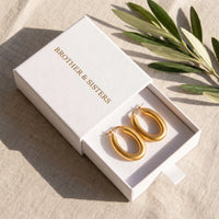 Thumbnail for Orecchini cerchio oro — nella scatola regalo, oro | SKU: lesmates