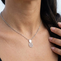Thumbnail for Collana ananas — primo piano dei dettagli, argento | SKU: 8050907-white-gold