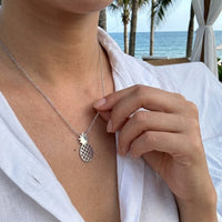 Thumbnail for Collana ananas — foto indossata, misura reale, argento | SKU: 8050907-white-gold