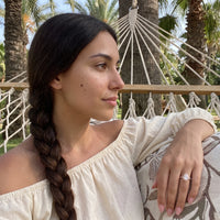 Thumbnail for Anello goccia — foto indossata in una giornata di relax, oro rosa | SKU: 505162-4.5-rose-gold