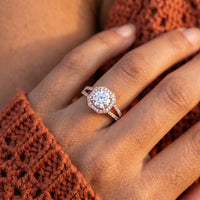Thumbnail for Anello halo — primo piano dei dettagli, oro rosa | SKU: 346060-4.5-rose-gold