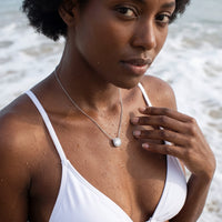 Thumbnail for Collana con zirconi — foto indossata in acqua, waterproof, argento | SKU: 505721