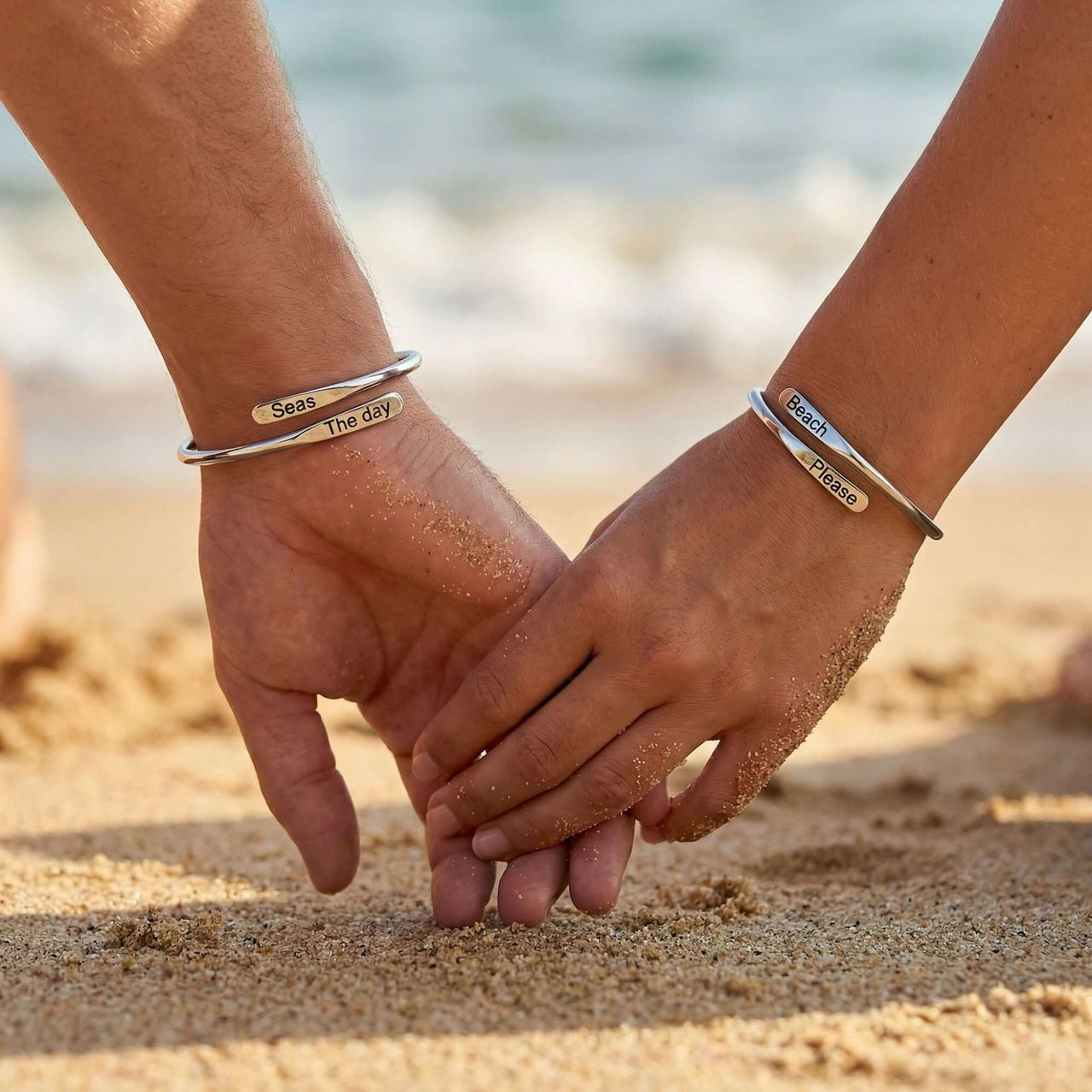 Wrap Couple Bracelet featuring custom engravings, perfect for couples by Brother & Sisters.