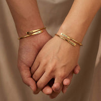 Thumbnail for Wrap Couple Bracelet featuring two personalized cuffs from Brother & Sisters with engraved names and heartfelt messages.
