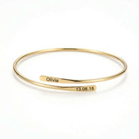 Thumbnail for Wrap Couple Bracelet by Brother & Sisters, personalized with names and a date, delicate bypass cuff design.