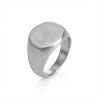 Thumbnail for Oval Ring layered with other rings on mans hand — 15mm wide titanium statement piece for men