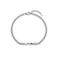 Thumbnail for Infinity Bond Matching Bracelet featuring twisted bar with names Sophie and Daniel, by Brother & Sisters.