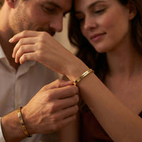 Thumbnail for Matching Couple Bracelet by Brother & Sisters, featuring personalized engravings for couples, showcasing a minimalist design.