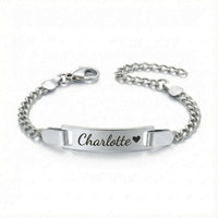 Thumbnail for Infant Bracelet by Brother & Sisters features personalized engraving with the name Charlotte, perfect keepsake for babies.