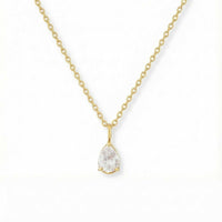 Thumbnail for Astra Teardrop Necklace featuring a luminous teardrop-cut stone on a delicate chain by Brother & Sisters.