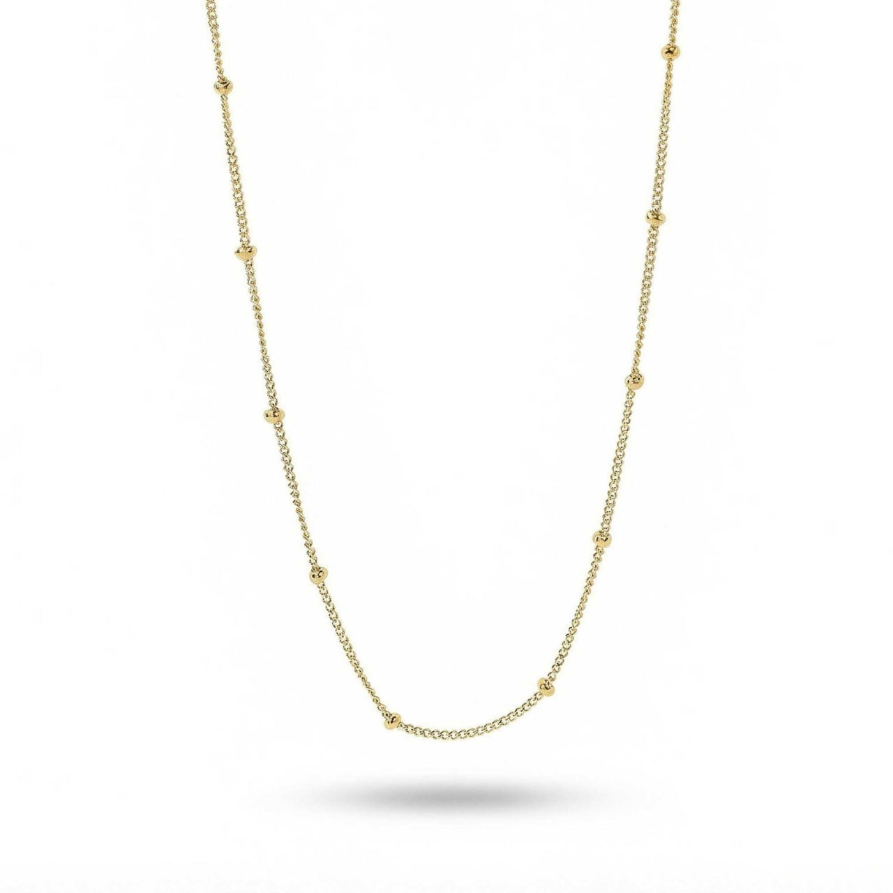 Julia Beaded Chain Necklace by Brother & Sisters, whisper-thin gold chain with tiny beads for elegant layering.