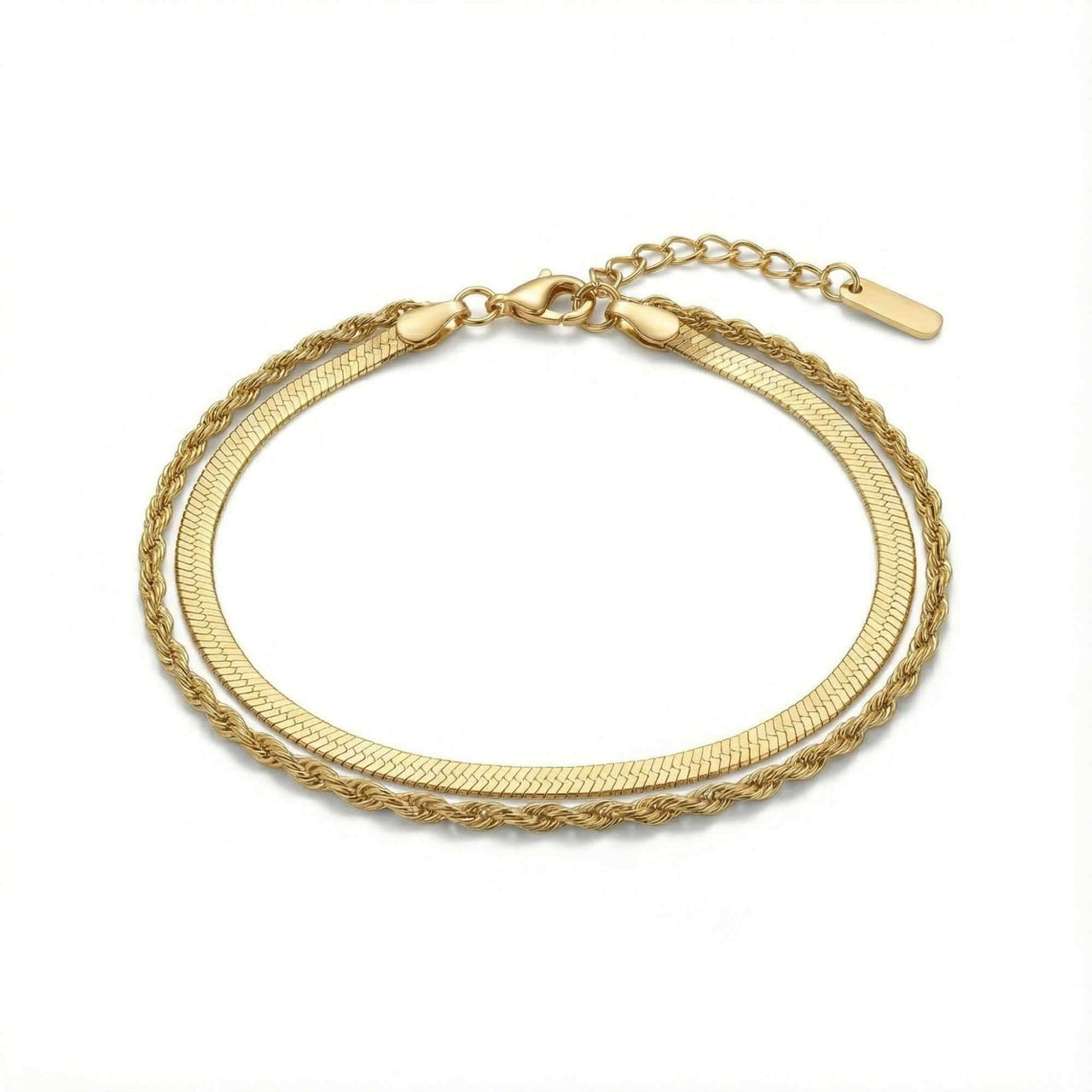 Ios Layered Bracelet featuring herringbone chain and twisted rope design by Brother & Sisters.