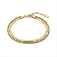 Thumbnail for Ios Layered Bracelet featuring herringbone chain and twisted rope design by Brother & Sisters.