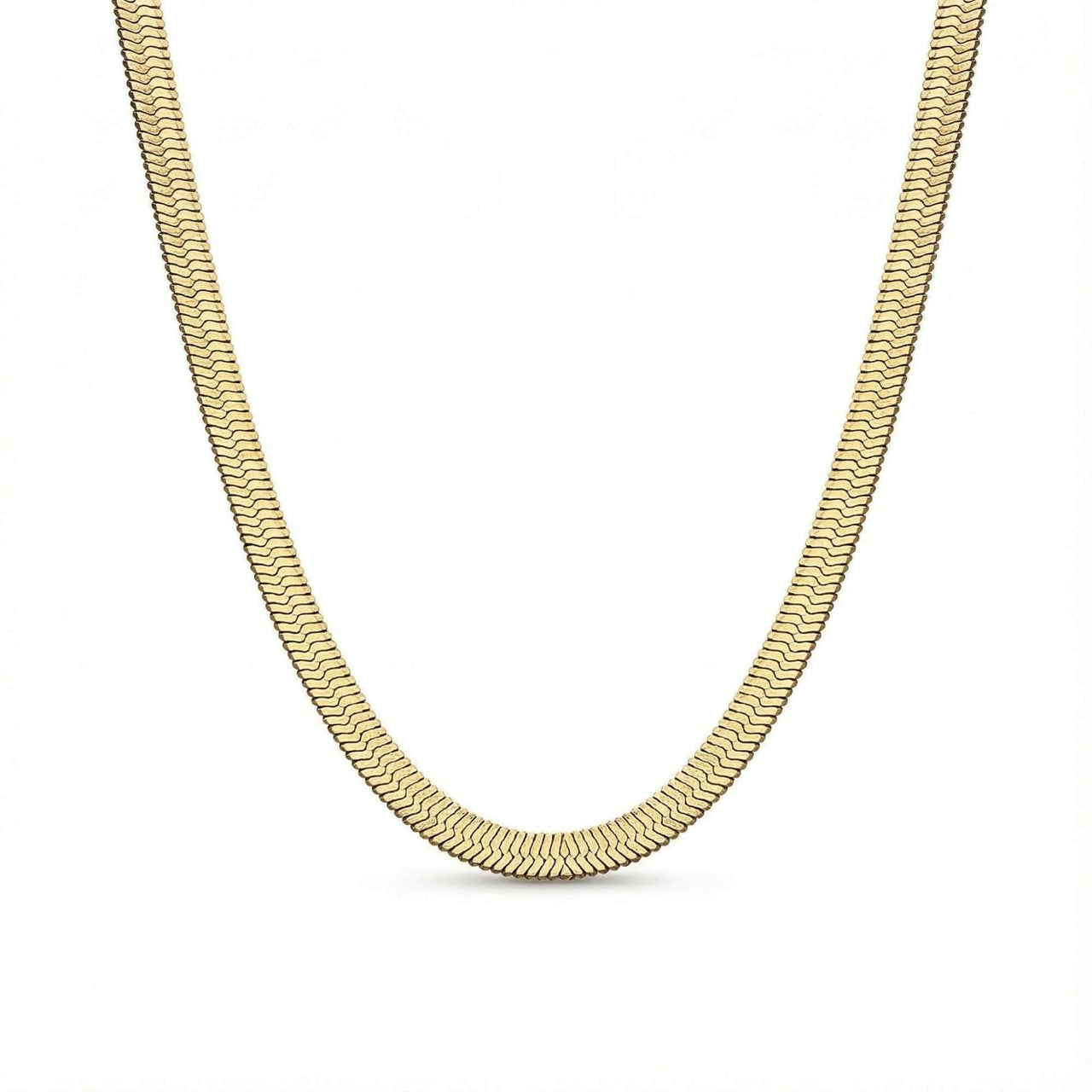 The Golden Statement herringbone necklace by Brother & Sisters, featuring luxurious flat weave design and modern elegance.