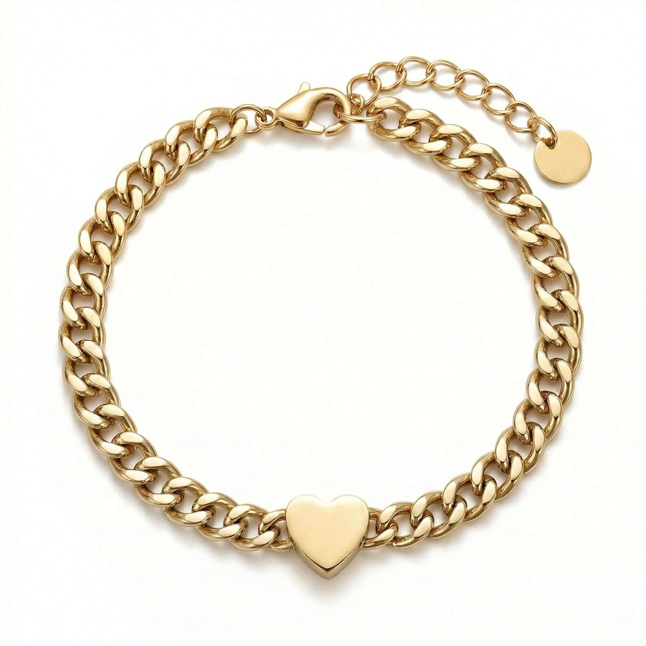 Love Couple Bracelet by Brother & Sisters, featuring a polished heart on a Cuban link chain, perfect for couples.