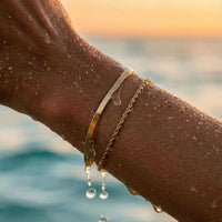 Thumbnail for Ios Layered Bracelet by Brother & Sisters, featuring a gold herringbone chain and twisted rope, perfect for outdoor activities.