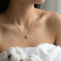 Thumbnail for Crystal Flower necklace dainty four-leaf zircon pendant on delicate cable chain — minimalist refined design by Brother & Sisters