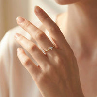 Thumbnail for Crystal Flower Ring by Brother & Sisters, featuring a delicate design with zirconia stones, worn on a finger.