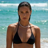 Thumbnail for Bridesmaid pearl choker with black bikini — versatile pearl jewelry for beach weddings and bachelorette parties