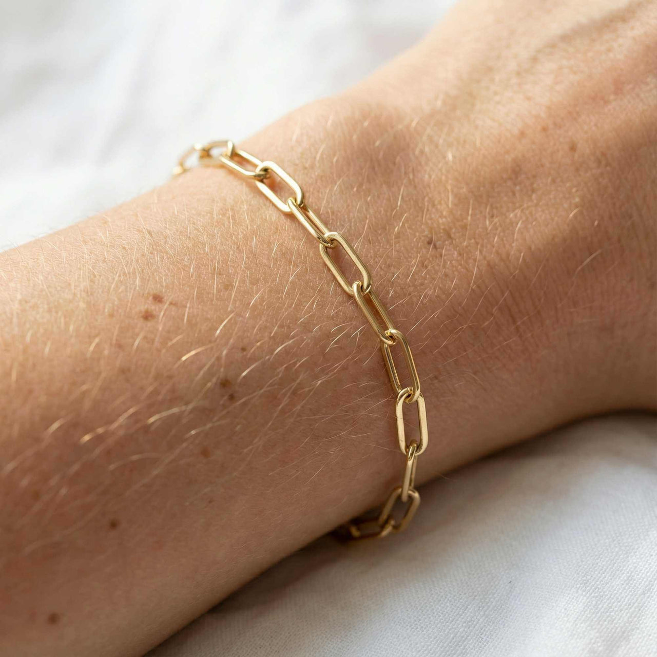 Gold Paperclip Chain Bracelet by Brother & Sisters, crafted with premium stainless steel and 18K gold PVD coating.