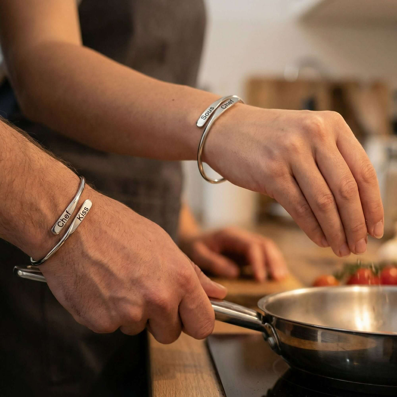 Wrap Couple Bracelet by Brother & Sisters, engraved cuff bracelets, perfect for couples, showcasing love and connection.