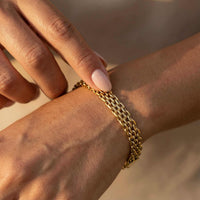 Thumbnail for Sifnos Woven Bracelet by Brother & Sisters showcasing intricate woven design in premium stainless steel with 18K gold PVD.