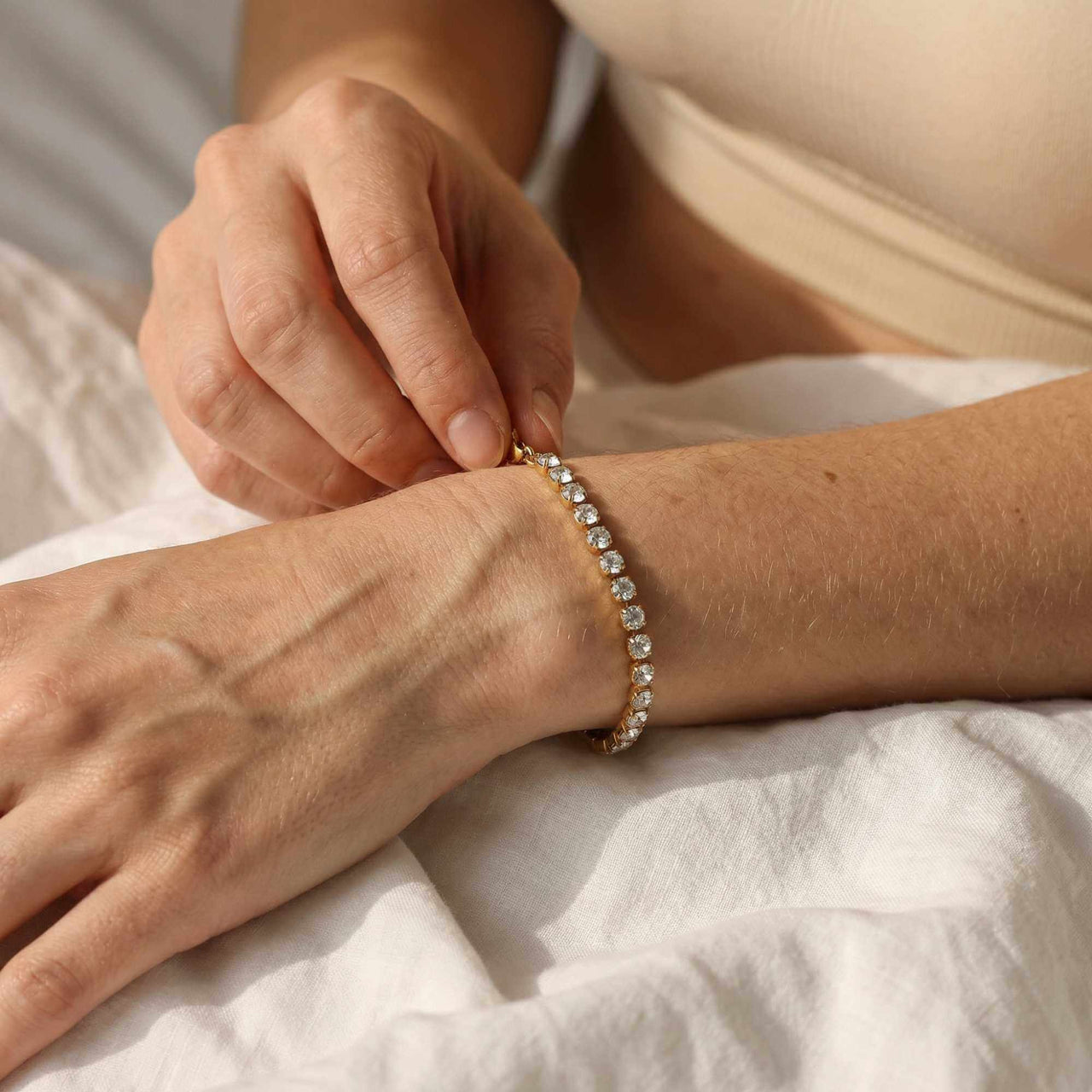 Tennis Bracelet by Brother & Sisters, featuring sparkling zirconia and designed for everyday wear.