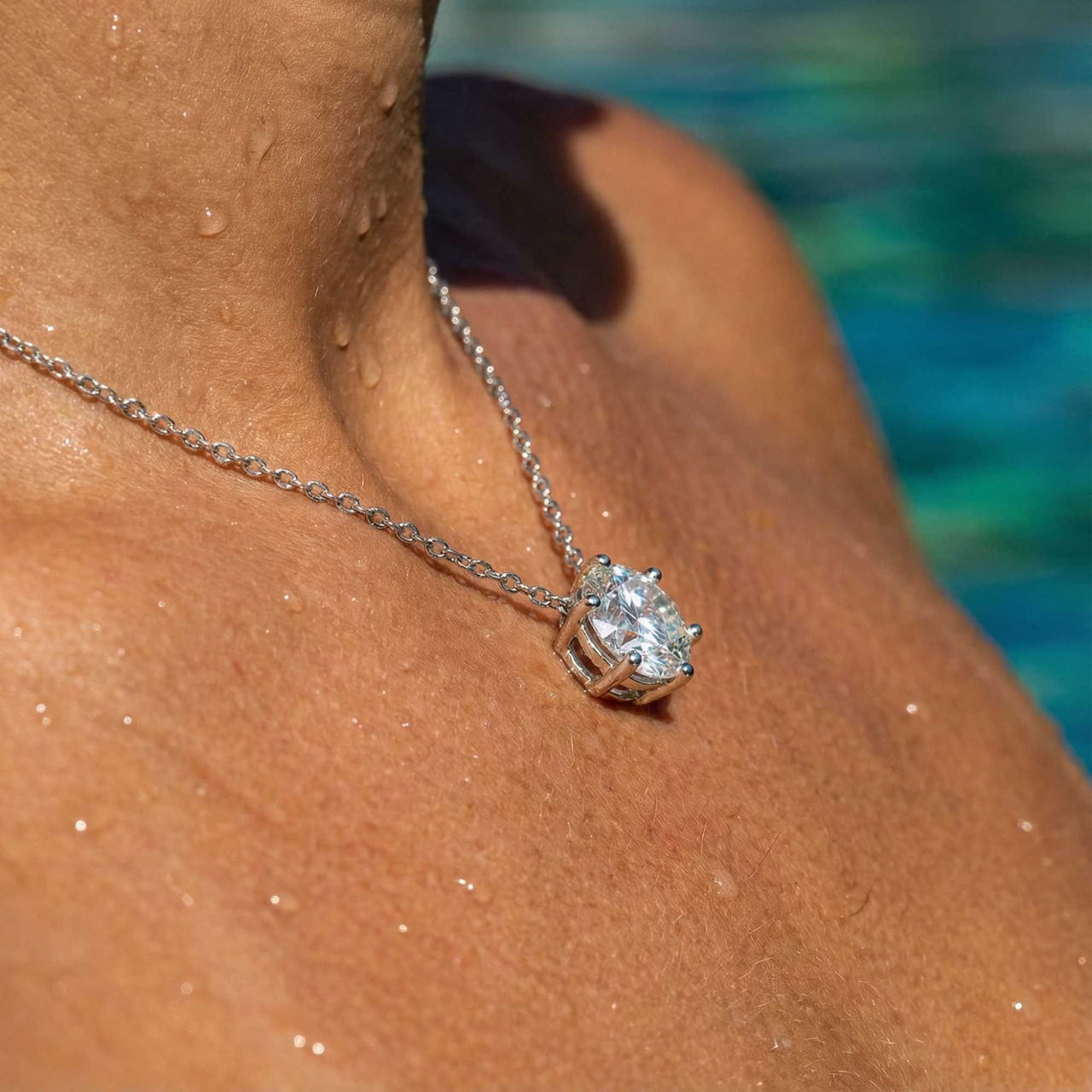 Collana solitario con moissanite