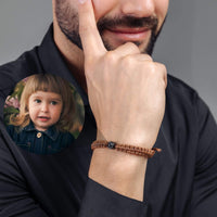 Thumbnail for Man Brown Photo Bracelet featuring a personalized photo pendant, stylish design by Brother & Sisters.