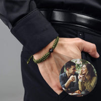 Thumbnail for Man Olive Photo Bracelet worn on wrist, featuring a green design, perfect for capturing cherished memories, by Brother & Sisters.