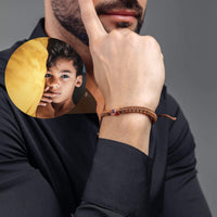 Thumbnail for Man Brown Photo Bracelet featuring a personalized photo pendant, perfect for celebrating cherished memories by Brother & Sisters.