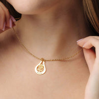 Thumbnail for Birth Flower Name Necklace in gold featuring a personalized name pendant with floral design, by Brother & Sisters.