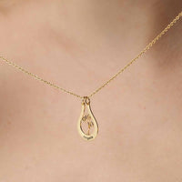 Thumbnail for Birth Flower Name Necklace by Brother & Sisters featuring a gold pendant with flower design and custom name.