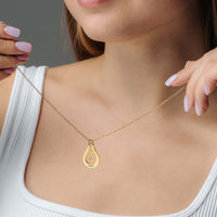 Thumbnail for Birth Flower Name Necklace by Brother & Sisters, showcasing personalized birth flower design worn by a model.