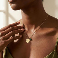 Thumbnail for Precious Name Necklace by Brother & Sisters features gold pendant with engraved name and a birthstone crystal.