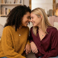 Thumbnail for Precious Name Necklace worn by two women, showcasing personal connection and heartfelt gifting by Brother & Sisters.