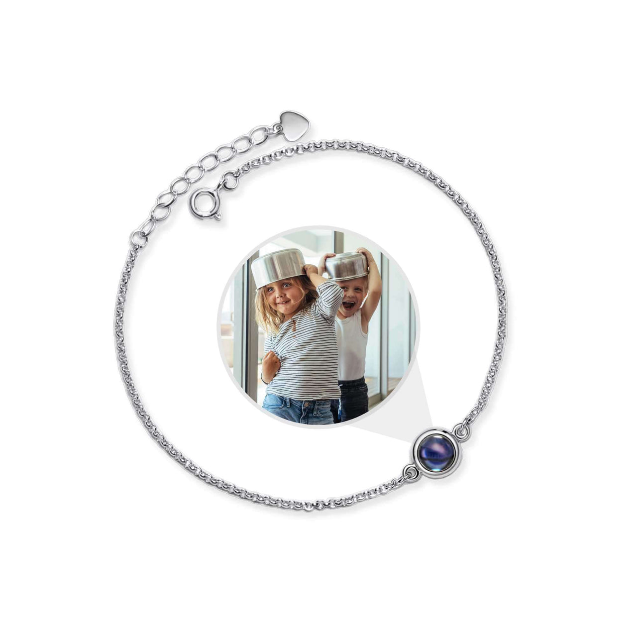 Photo Projection Bracelet featuring a customizable photo locket from Brother & Sisters, capturing precious memories.