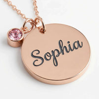 Thumbnail for Precious Name Necklace with engraved name Sophia and pink birthstone by Brother & Sisters.