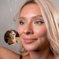 Thumbnail for Animal Photo Necklace featuring a personalized pendant showing a cat close to the heart, by Brother & Sisters.