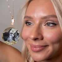 Thumbnail for Animal Photo Necklace featuring a personalized pendant with adorable kittens, showcasing a pet lover's treasured keepsake from Brother & Sisters.