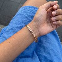 Thumbnail for Be Gorgeous, Be Yourself bracelet in rose gold worn, showing its real size | SKU: bgby-rg