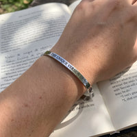 Thumbnail for Be The Unique Version Of Yourself bracelet in silver worn, showing its real size | SKU: btuvoy-wg