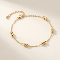 Thumbnail for Beaded Station Anklet featuring 18K gold-plated stainless steel with paired bead stations from Brother & Sisters.