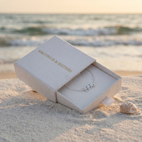 Thumbnail for Year Number Anklet silver in Brother & Sisters gift box on beach