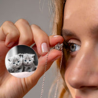 Thumbnail for Cat Photo Necklace showcasing a hidden photo of two kittens by Brother & Sisters, a personal treasure to cherish.