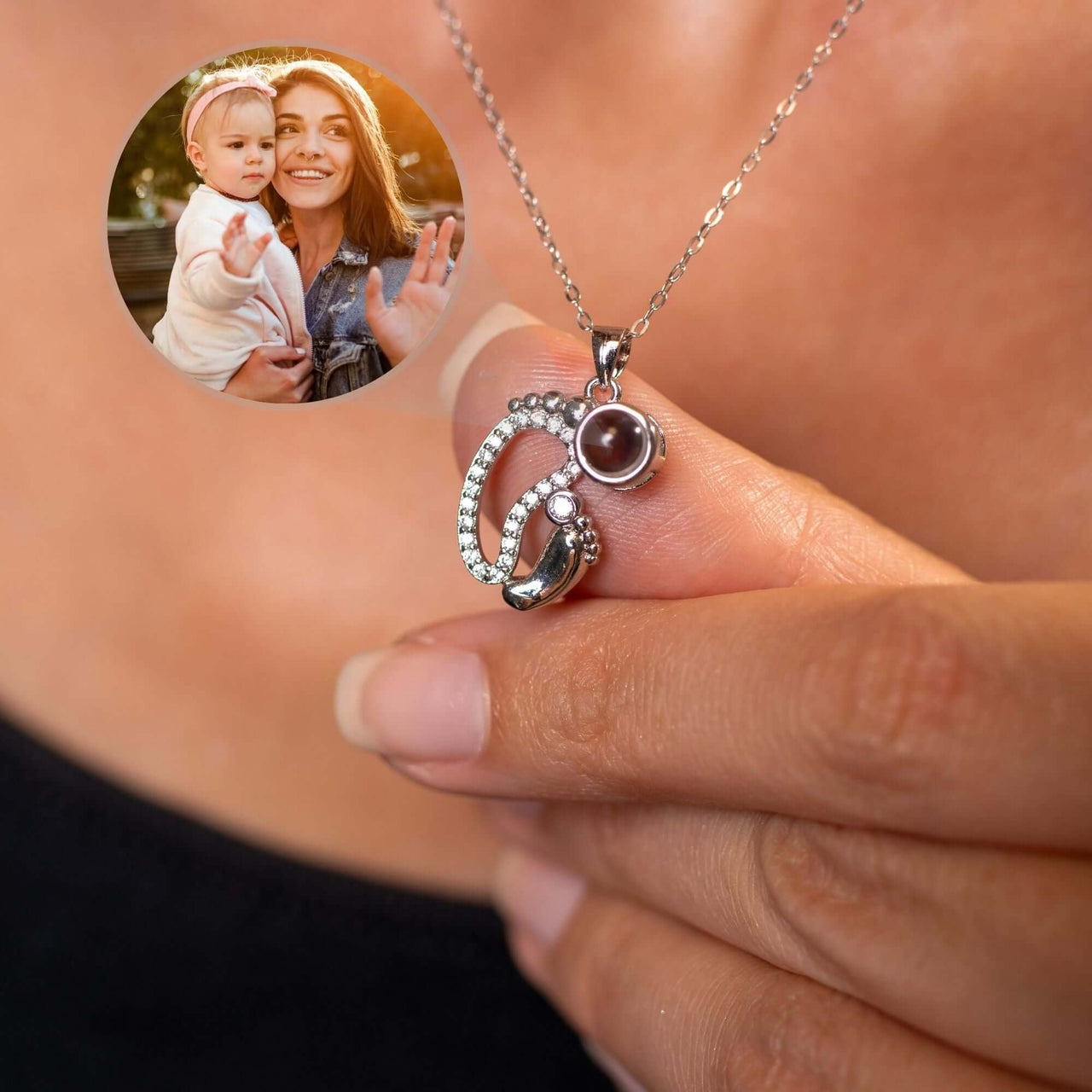 Child Photo Necklace with personalized charm and photo keepsake from Brother & Sisters, perfect for cherishing loved moments.