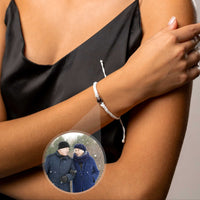 Thumbnail for White Photo Bracelet showcasing a personalized photo pendant worn on a wrist, by Brother & Sisters.